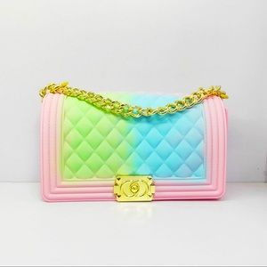 Candy Coated Quilted Shoulder Bag Sherbet